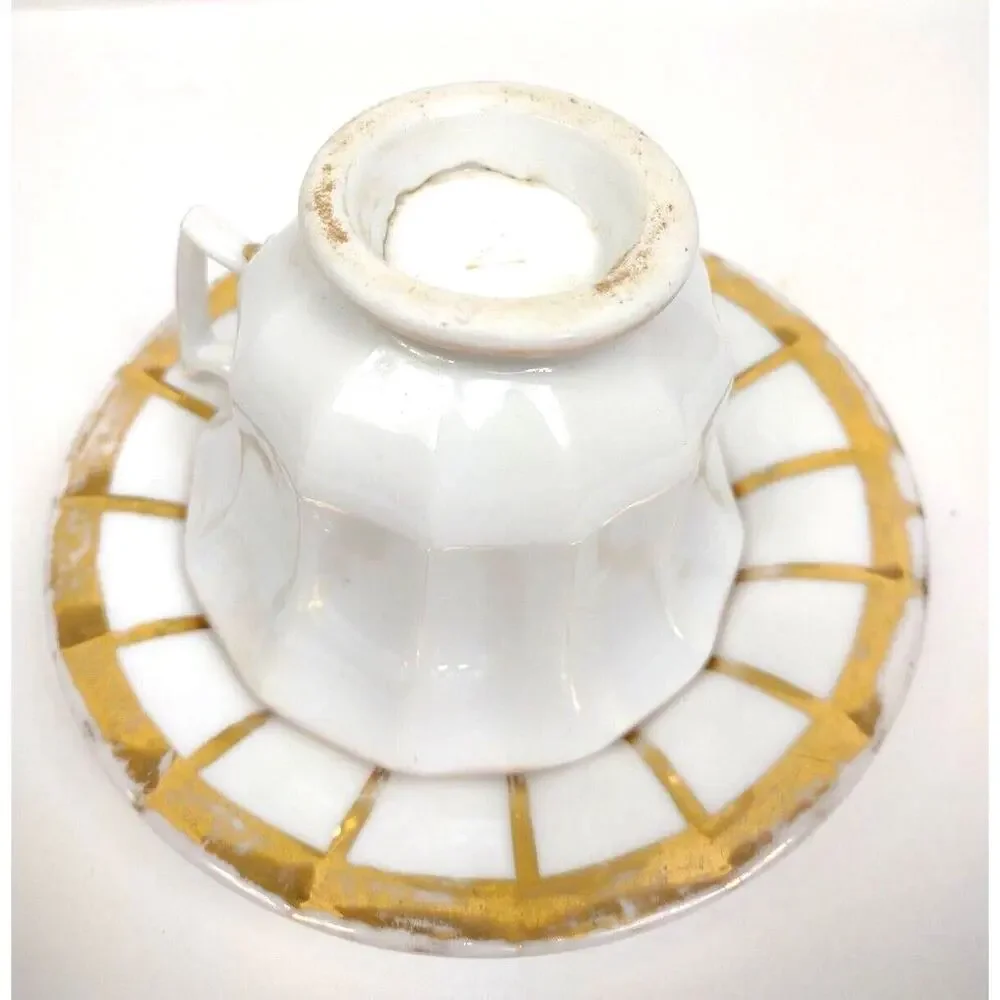 Furstenberg Grecque Athena China Coffee Cup Saucer Gold Germany 1900's